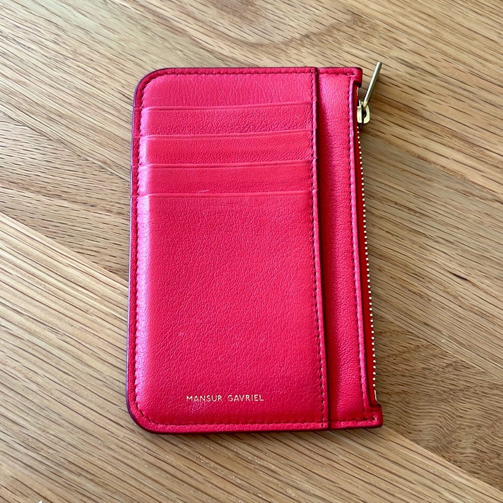 Mansur Gavriel Red zip card holder. Great condition, lightly used.